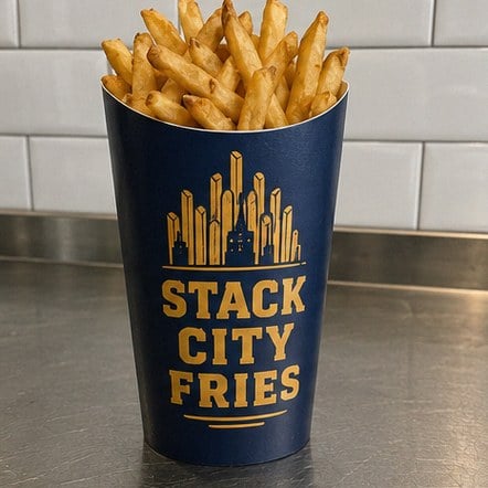 Custom-printed large 16oz fry cup for shareable portions