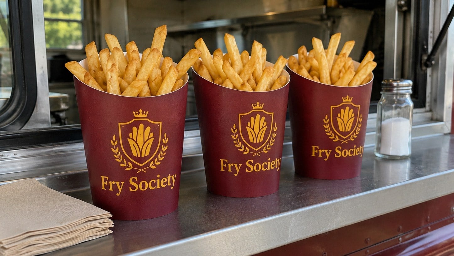 Custom printed fry cups with logo
