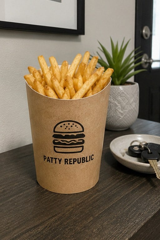Fry cups with logo — customer photo